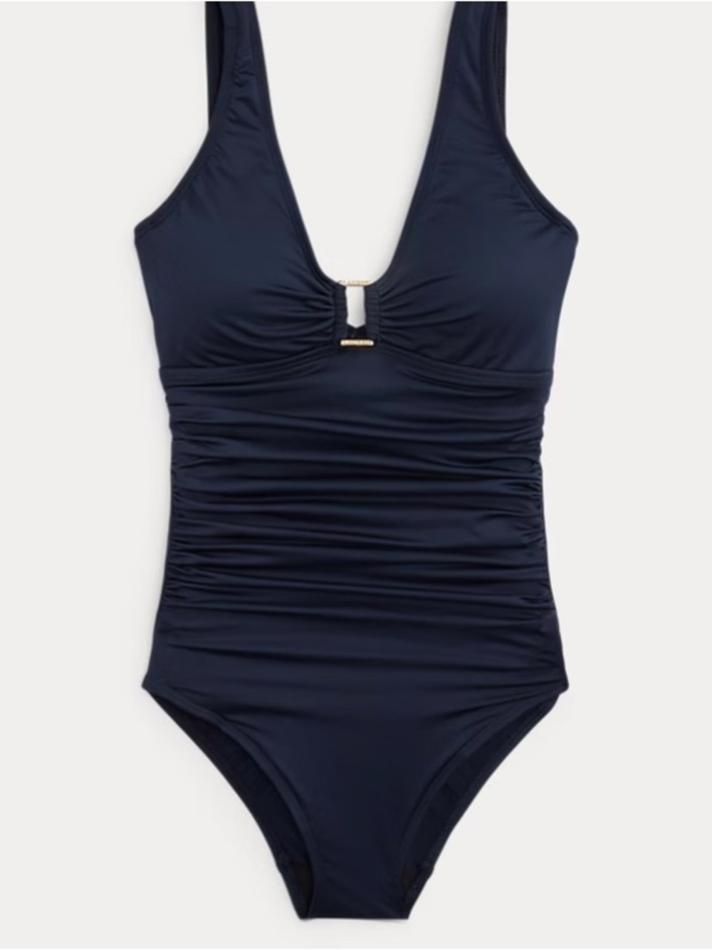 Ralph Lauren Womens Shirred Ring-Front One-Piece Swimsuit 14 - Picture 5 of 9